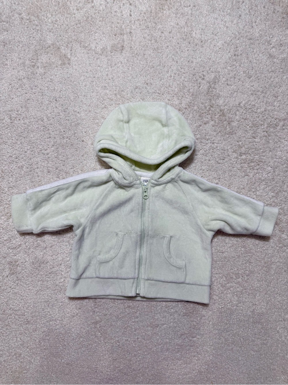Baby Gap Vintage Hooded Zip Sweatshirt Light Green White Newborn 0-3 Months